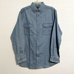 Scandia Denim Color 100% Cotton Long Sleeve Button Front Shirt Men's Medium Reg